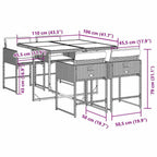 5-tlg. Garten-Essgruppe mit Kissen Grau Poly Rattan