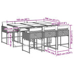 7-tlg. Garten-Essgruppe mit Kissen Grau Poly Rattan