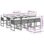 9-tlg. Garten-Essgruppe mit Kissen Braun Poly Rattan