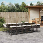 13-tlg. Garten-Essgruppe mit Kissen Braun Poly Rattan
