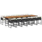 13-tlg. Garten-Essgruppe mit Kissen Schwarz Poly Rattan
