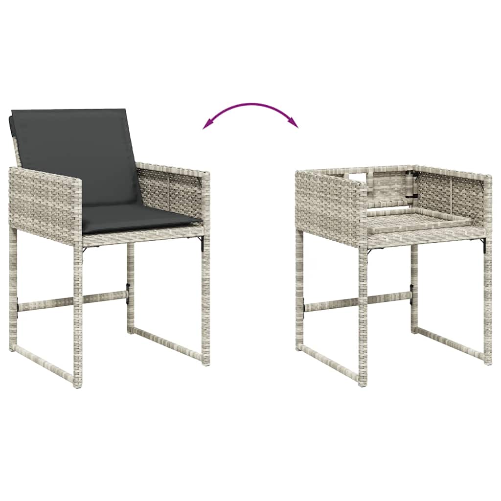 11-tlg. Garten-Essgruppe mit Kissen Hellgrau Poly Rattan