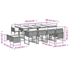 13-tlg. Garten-Essgruppe mit Kissen Beige Poly Rattan
