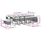 15-tlg. Garten-Essgruppe mit Kissen Braun Poly Rattan