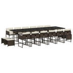 17-tlg. Garten-Essgruppe mit Kissen Braun Poly Rattan