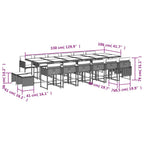17-tlg. Garten-Essgruppe mit Kissen Hellgrau Poly Rattan