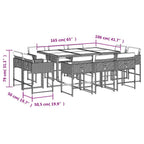 11-tlg. Garten-Essgruppe mit Kissen Braun Poly Rattan