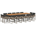 15-tlg. Garten-Essgruppe mit Kissen Grau Poly Rattan