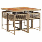 5-tlg. Garten-Essgruppe mit Kissen Beige Poly Rattan
