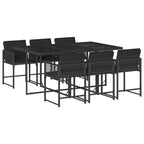 7-tlg. Garten-Essgruppe mit Kissen Schwarz Poly Rattan
