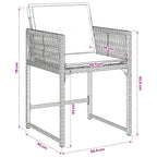 7-tlg. Garten-Essgruppe mit Kissen Grau Poly Rattan