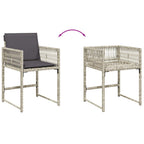 7-tlg. Garten-Essgruppe mit Kissen Hellgrau Poly Rattan