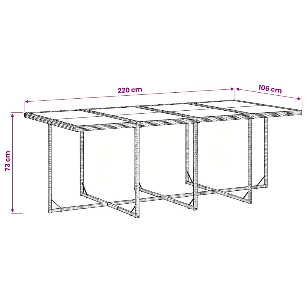 9-tlg. Garten-Essgruppe mit Kissen Schwarz Poly Rattan