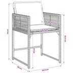 9-tlg. Garten-Essgruppe mit Kissen Grau Poly Rattan