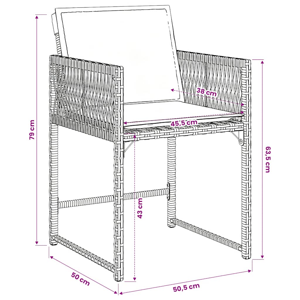 11-tlg. Garten-Essgruppe mit Kissen Grau Poly Rattan