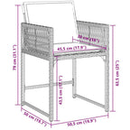 11-tlg. Garten-Essgruppe mit Kissen Braun Poly Rattan