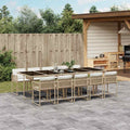 11-tlg. Garten-Essgruppe mit Kissen Beige Poly Rattan