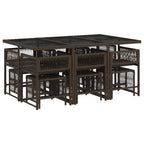 11-tlg. Garten-Essgruppe mit Kissen Braun Poly Rattan