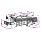13-tlg. Garten-Essgruppe mit Kissen Schwarz Poly Rattan