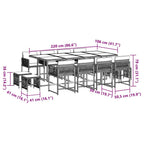 13-tlg. Garten-Essgruppe mit Kissen Braun Poly Rattan