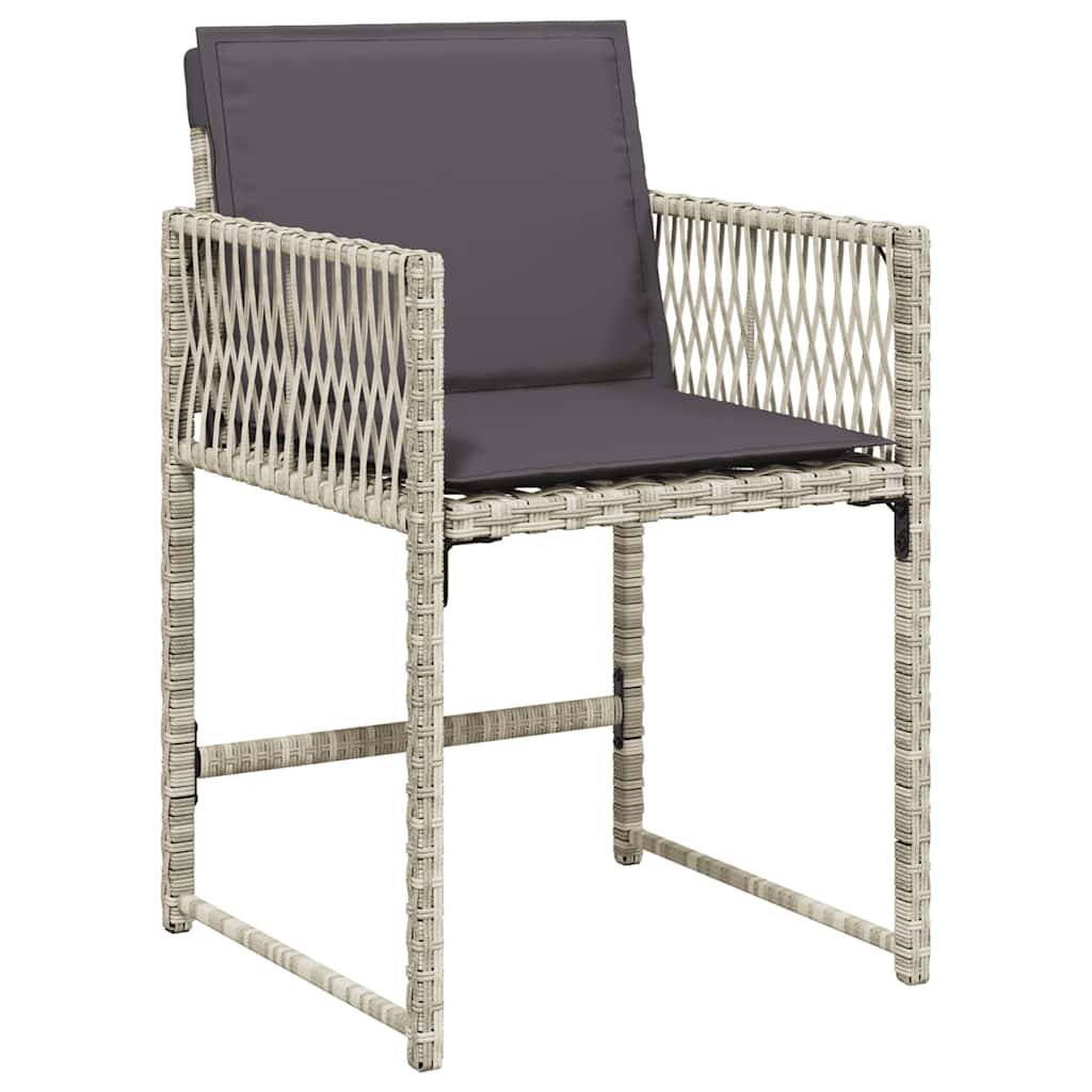 13-tlg. Garten-Essgruppe mit Kissen Hellgrau Poly Rattan