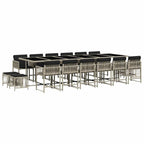 17-tlg. Garten-Essgruppe mit Kissen Hellgrau Poly Rattan