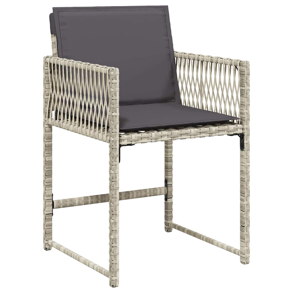 17-tlg. Garten-Essgruppe mit Kissen Hellgrau Poly Rattan