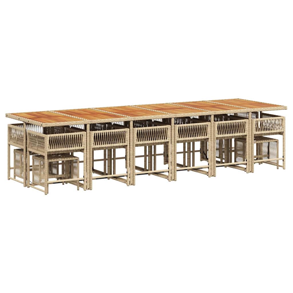 17-tlg. Garten-Essgruppe mit Kissen Beige Poly Rattan