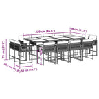 13-tlg. Garten-Essgruppe mit Kissen Schwarz Poly Rattan
