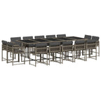 15-tlg. Garten-Essgruppe mit Kissen Grau Poly Rattan