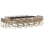 15-tlg. Garten-Essgruppe mit Kissen Beigemischung Poly Rattan