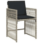 7-tlg. Garten-Essgruppe mit Kissen Hellgrau Poly Rattan