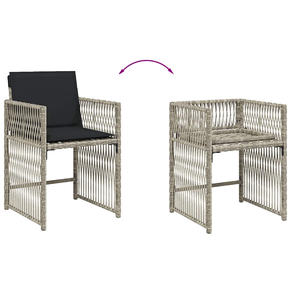 13-tlg. Garten-Essgruppe mit Kissen Hellgrau Poly Rattan