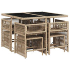 9-tlg. Garten-Essgruppe mit Kissen Beigemischung Poly Rattan