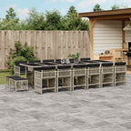 17-tlg. Garten-Essgruppe mit Kissen Hellgrau Poly Rattan