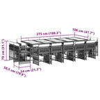 15-tlg. Garten-Essgruppe mit Kissen Beigemischung Poly Rattan