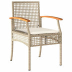 3-tlg. Bistro-Set mit Kissen Beige Poly Rattan Akazienholz