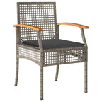 4-tlg. Garten-Lounge-Set mit Kissen Grau Poly Rattan