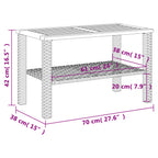 Gartentisch Schwarz 70x38x42 cm Poly Rattan Akazienholz