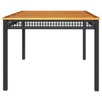 Gartentisch Schwarz 180x90x75 cm Poly Rattan Akazienholz