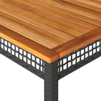 Gartentisch Schwarz 180x90x75 cm Poly Rattan Akazienholz
