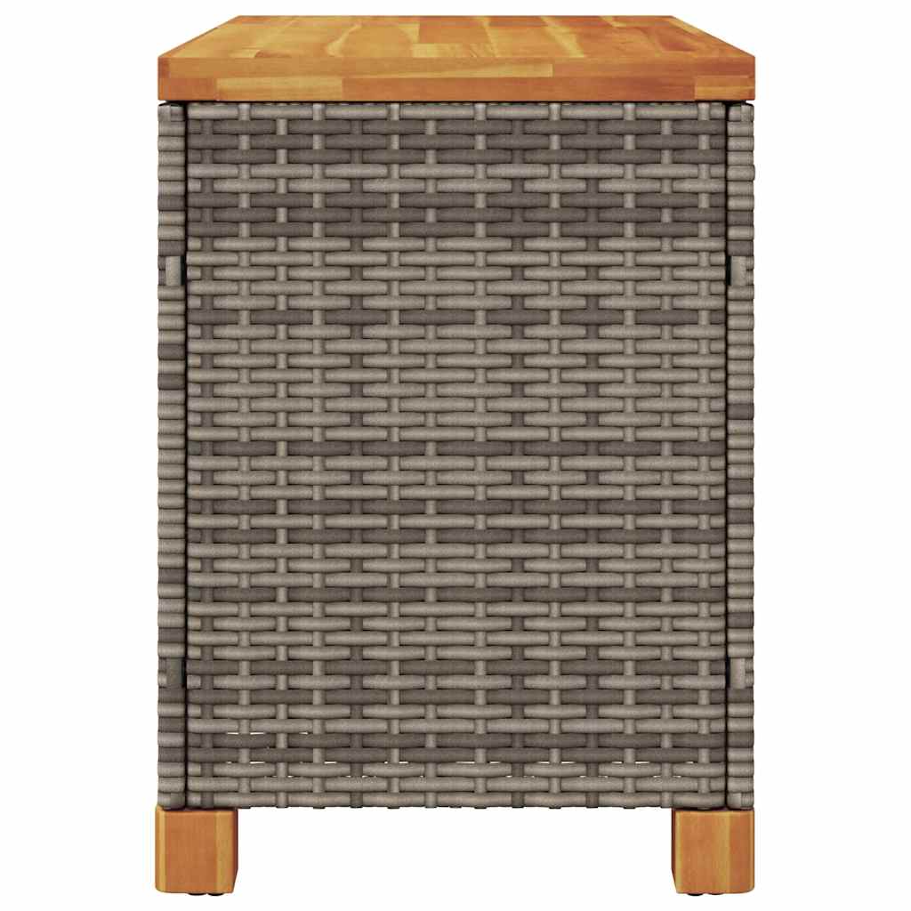 Gartentruhe Grau 80x40x48 cm Poly Rattan Akazienholz