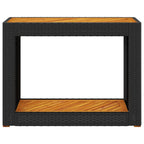 Garten-Beistelltisch mit Holzplatte Schwarz Poly Rattan