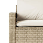 Gartensofa mit Kissen 3-Sitzer Beige Poly Rattan