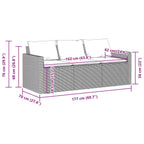 Gartensofa mit Kissen 3-Sitzer Schwarz Poly Rattan