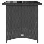 Gartentisch mit Glasplatte Schwarz 110x68x70 cm Poly Rattan