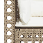Gartensofa mit Kissen 3-Sitzer Beige Poly Rattan