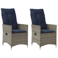 Gartenstühle Verstellbar 2 Stk. mit Kissen Grau Poly Rattan