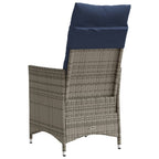 Gartenstühle Verstellbar 2 Stk. mit Kissen Grau Poly Rattan