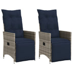 Gartenstühle Verstellbar 2 Stk. mit Kissen Grau Poly Rattan